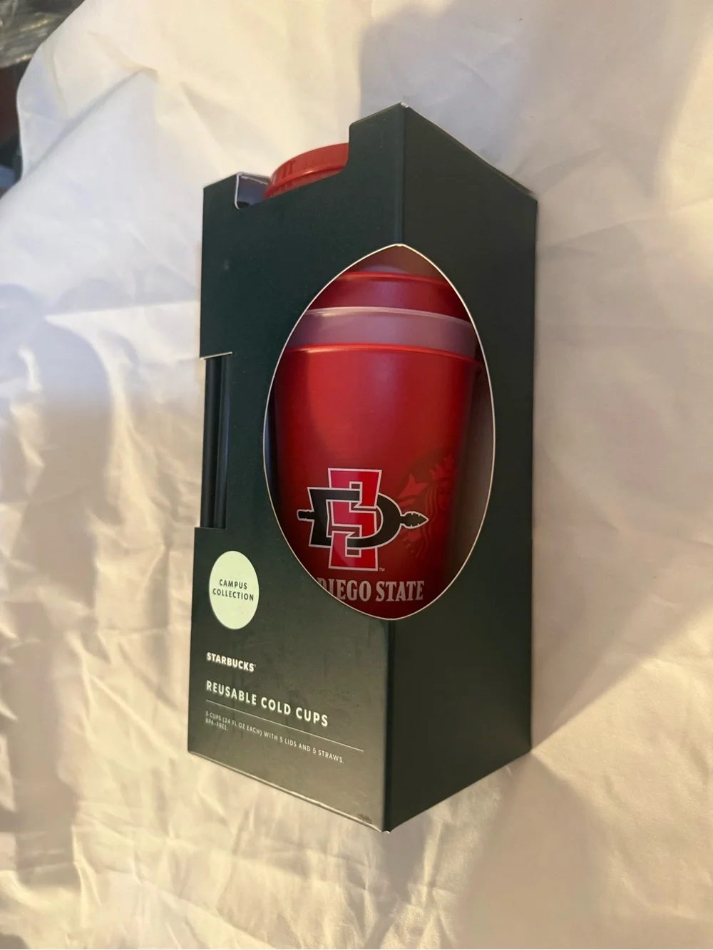 Starbucks Campus Collection San Diego State Red Reusable Cold Cup 5 pk